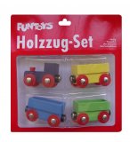 TRAIN MARCHANDISE EN BOIS AVEC 3 WAGONS - ACCESSOIRE CIRCUIT TRAIN EN BOIS - FUNTOYS