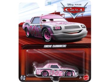 Vehicule Cars Eugene Carbureski - Voiture miniature rose et blanche - Mattel - JDL72