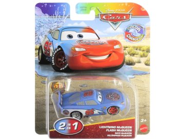 V�hicule Cars Flash Mcqueen change de couleur 2 en 1 - Voiture miniature bleu et rouge - Mattel - JHD86