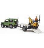 VEHICULE LAND ROVER + REMORQUE + MINI PELLE JCB + PERSONNAGE - BRUDER - 02593