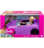 VOITURE CABRIOLET MAUVE BARBIE + POUPEE BARBIE - AUTO SPORTIVE - VEHICULE DECAPOTABLE - MATTEL - HBY29