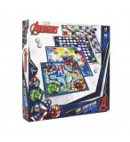 BOITE MULTIJEUX AVENGERS MARVEL 4 PLATEAUX : MARELLE, DAMES, PETITS CHEVAUX, ECHELLE - CARTAMUNDI