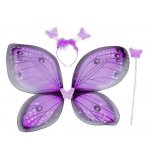 SET FEE PAPILLON VIOLET 3 PIECES FILLE - AILES, SERRE TETE, BAGUETTE - ACCESSOIRES DEGUISEMENT