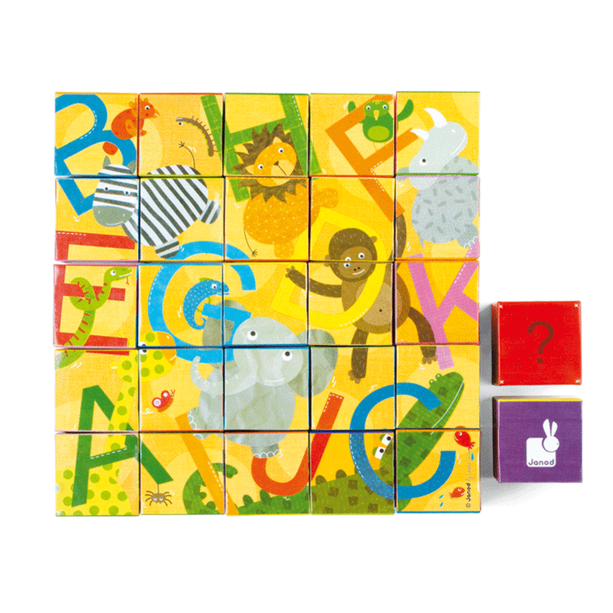Puzzle Cubes Kubkid : 32 cubes lettres alphabet - JANOD