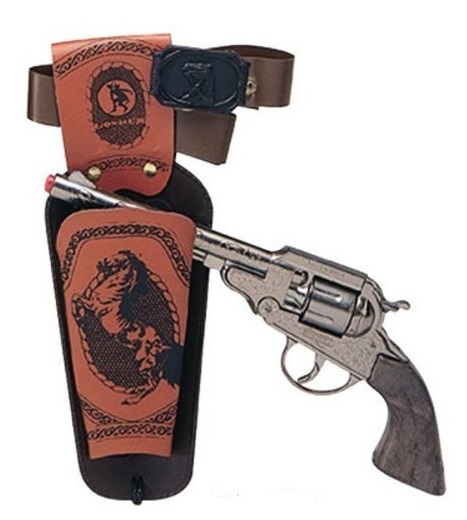 NET TOYS Pistolet Ramrod 100 coups 178 mm noir-marron revolver western jouet arme Texas colt shérif flingue cowboy 