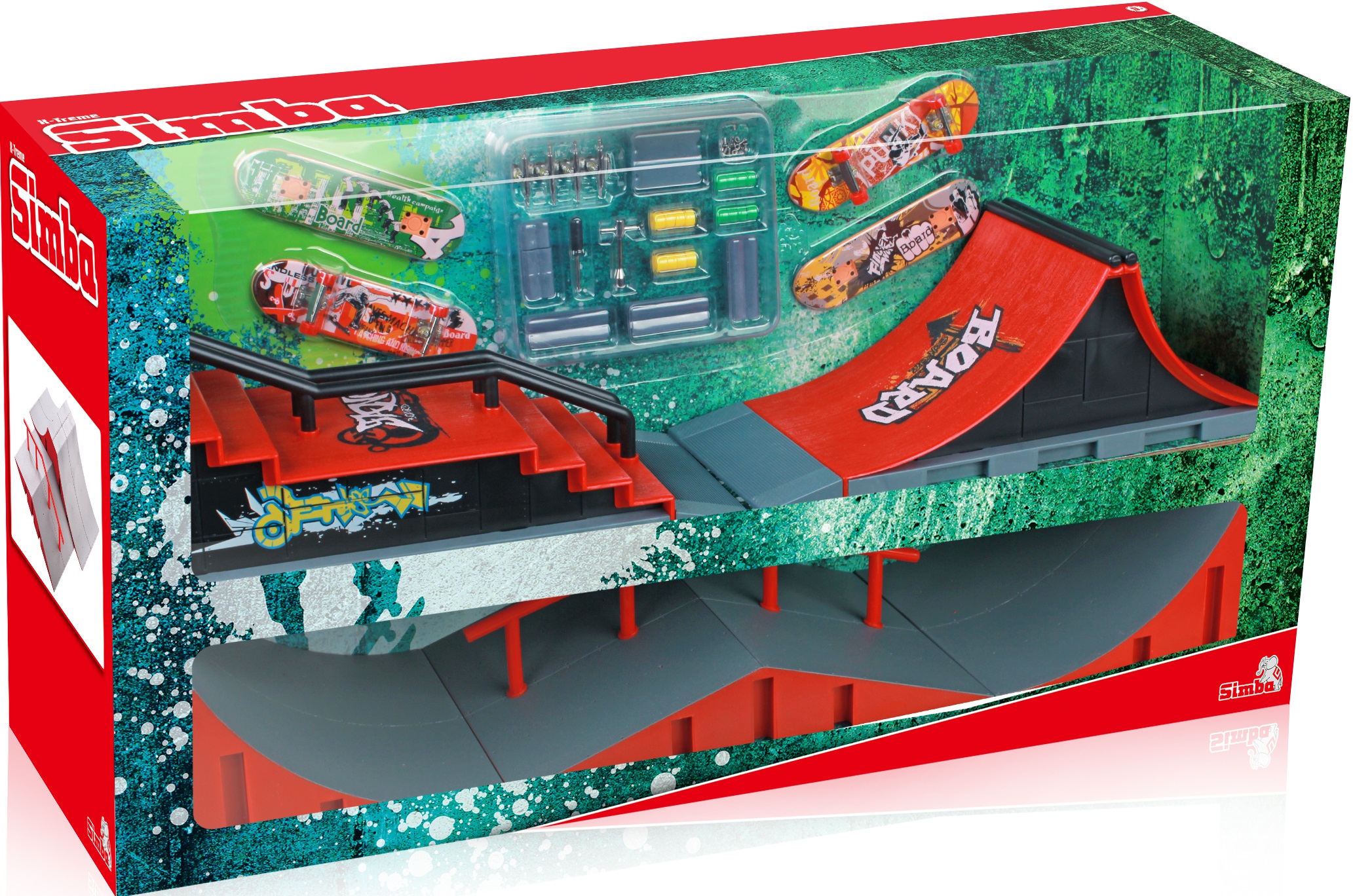 XTreme coffret grande 4 rampes + 4 mini deck skates à doigt 90 mm simba