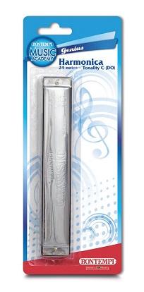 Harmonica Bontempi Métal - 10 Notes - Anches Métalliques - Étui Rigide - 11x3,4x2,5 Cm - Pour Enfants, Débutants
