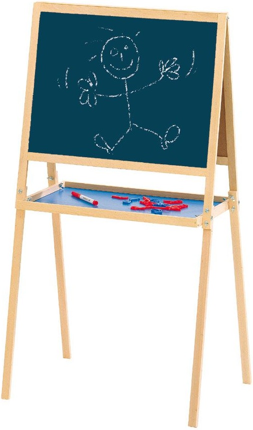 Tableau Mural 3 Volets En Bois - Double Face Craie Et Feutre - Avec Accessoires - Enfant Dès 3 Ans - 11