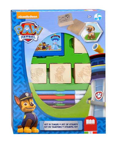 Coffret Tampons Paw Patrol Pour Enfants - 4 Tampons Bois, Encre Lavable, 7 Feutres, à Partir De 3 Ans