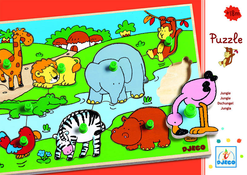 Djeco DJ01213 puzzle a encastrer animaux de la jungle 8 pi?�ces