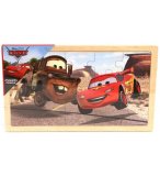 PUZZLE EN BOIS AVEC CADRE CARS MARTIN ET FLASH MCQUEEN : 15 PIECES - DISNEY 