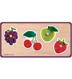 PUZZLE EN BOIS QUADRIFRUITS - 4 PIECES - JANOD - PUZZLE A ENCASTRER - PUZZLE AVEC BOUTONS