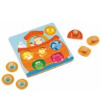 PUZZLE EN BOIS SURPRISE ARCHE DE NOE - 6 PIECES - SEVI - PUZZLE A ENCASTRER - PUZZLE AVEC BOUTONS