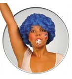 PERRUQUE POP AFRO BLEUE COURTE BOUCLEE ADULTE - SOIREE DISCO, CARNAVAL