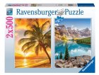 2 PUZZLES PLAGE PARADISIAQUE ET LAC DE MONTAGNE 500 PIECES - EVASION, PAYSAGE - RAVENSBURGER - 172672