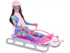 BARBIE SPORT D'HIVER : BARBIE ET SA LUGE + 1 ACCESSOIRES - POUPEE MANNEQUIN - MATTEL - HGM74