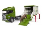 CAMION DE TRANSPORT D'ANIMAUX SCANIA SUPER 560R + VACHE - BRUDER - 03548 - BETAILLERE