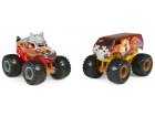 COFFRET 2 MONSTER JAM : KNIGHTMARE ET THUNDER BUS - VEHICULE MINIATURE METAL GRIS ET BRUN - SPIN MASTER