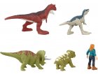 COFFRET 4 DINOSAURES COMBAT CARNOTAURUS + 1 FIGURINE - DINO - JURASSIC WORLD - MATTEL GWP72