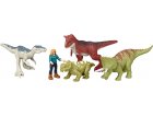 COFFRET 4 DINOSAURES COMBAT CARNOTAURUS + 1 FIGURINE - DINO - JURASSIC WORLD - MATTEL GWP72