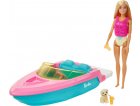 COFFRET BARBIE : LE HORS BORD + POUPEE MANNEQUIN - + CHIEN + 3 ACCESSOIRES - BATEAU - MATTEL - GRG30