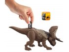 COFFRET DINOSAURE TRACKERS ZUNICERATOPS - DINO COMBAT EXTREME ARTICULE BRUN 19 CM - JURASSIC WORLD - MATTEL