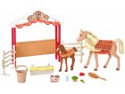 COFFRET SPIRIT : L'ECURIE AVEC CHEVAL ARTICULE BEIGE ET POULAIN BRUN - 10 ACCESSOIRES - MATTEL