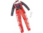 MATTEL - GHX38 - BARBIE - ACCESSOIRE POUPEE - COMBINAISON PILOTE DE COURSE ROUGE ET NOIRE HOT WHEELS + COUPE - TENUE - HABIT