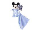 PELUCHE MICKEY AVEC SON MOUCHOIR PHOSPHORESCENTE BLEU 18 CM DISNEY - DOUDOU BRILLE DANS LA NUIT - NICOTOY