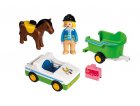 PLAYMOBIL 1.2.3 70181 CAVALIERE AVEC VOITURE ET REMORQUE