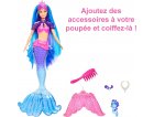 POUPEE BARBIE MERMAID POWER : SIRENE ROBERTS CHEVEUX BLEU ET VIOLET + ANIMAL + 3 ACCESSOIRES - MATTEL - HHG52