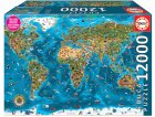 PUZZLE GEANT CARTE DU MONDE : LES MERVEILLES DU MONDE 12000 PIECES - COLLECTION  MONUMENT ET PAYS - EDUCA 19057