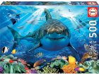 PUZZLE GRAND REQUIN BLANC ET LE MONDE SOUS MARIN 500 PIECES - COLLECTION ANIMAUX DE LA MER - EDUCA - 18478