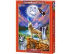 PUZZLE HURLEMENTS DU LOUP ARCTIQUE AU BORD DE LA RIVIERE NUIT DE PLEINE LUNE 1500 PIECES - COLLECTION ANIMAUX SAUVAGES