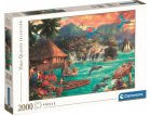 PUZZLE ISLANDE LIFE : OCEAN ET DAUPHIN PERROQUET ET MAISON SUR PILOTIS 2000 PIECES MONTAGE - COLLECTION PAYSAGE - CLEMENTONI - 32569