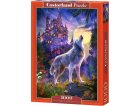 PUZZLE L'APPEL DU LOUP AU CLAIR DE LUNE ET LE CHATEAU 1000 PIECES - COLLECTION ANIMAUX SAUVAGES ET PAYSAGE