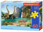 PUZZLE LAGON AUX DINOSAURES VELOCIRAPTOR MOSASAURUS ET BRACHIOSAURE 60 PIECES - COLLECTION ANIMAUX PREHISTORIQUE DINO - CASTORLAND