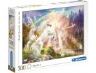 PUZZLE LICORNE BLANCHE ET CHATEAU AVEC UN ARC EN CIEL 500 PIECES - COLLECTION PAYSAGE - CLEMENTONI - 35054