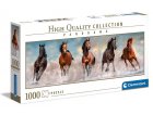 PUZZLE PANORAMA CHEVAUX BRUN ET NOIR QUI COURENT 1000 PIECES - COLLECTION ANIMAUX - CLEMENTONI - 39875