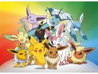 PUZZLE POKEMON FONT LA FETE : PIKACHU EVOLI VOLTALI MENTALI NOCTALI 150 PIECES - NATHAN 86030