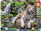 PUZZLE TIGRES BLANCS DU BENGALE AU BORD DE LA RIVIERE 1000 PIECES - COLLECTION ANIMAUX SAUVAGES - EDUCA - 14808