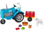 TRACTEUR BLEU DE BARBIE AVEC REMORQUE + 1 CHIEN + 1 POULE - POUPEE BARBIE - MATTEL - GFF49 - VEHICULE BARBIE